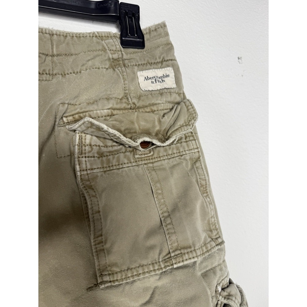 Mens Abercrombie & Fitch Cargo Shorts Sz 30 Olive Khaki Y2K Hiking Distressed - Picture 4 of 9